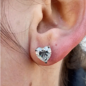 Heart shape earrings for women REAL SILVER